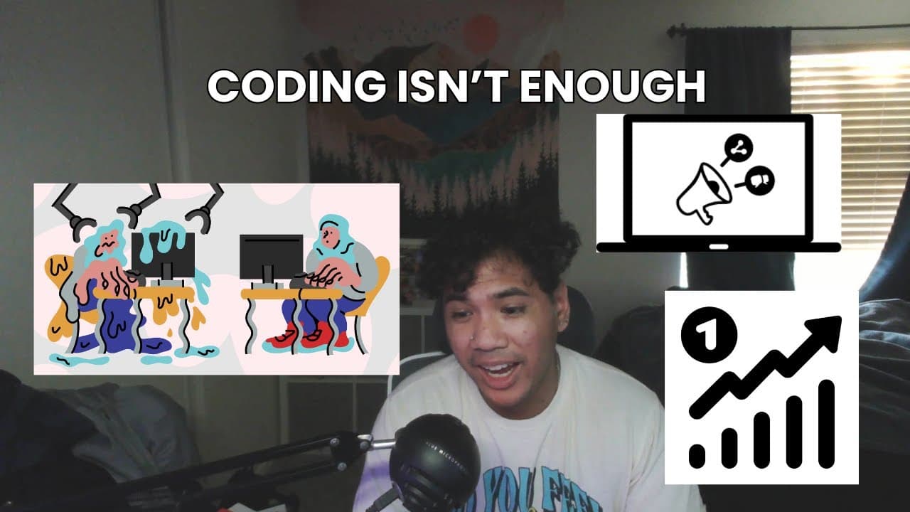 Individual speaking candidly on camera about his career in software engineering and tech.